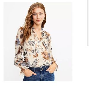 Loft - shimmer ruffle neck blouse